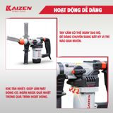  MÁY KHOAN BÚA CẦM TAY 2 CHỨC NĂNG KAIZEN KZ-RH30CT 1100W CHUYÊN KHOAN VÀ ĐỤC 
