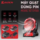  QUẠT DÙNG PIN 40W KAIZEN BẢN CAO CẤP CÓ HẸN GIỜ KZ-CF360 - LINH HOẠT DÙNG ĐIỆN AC/DC 