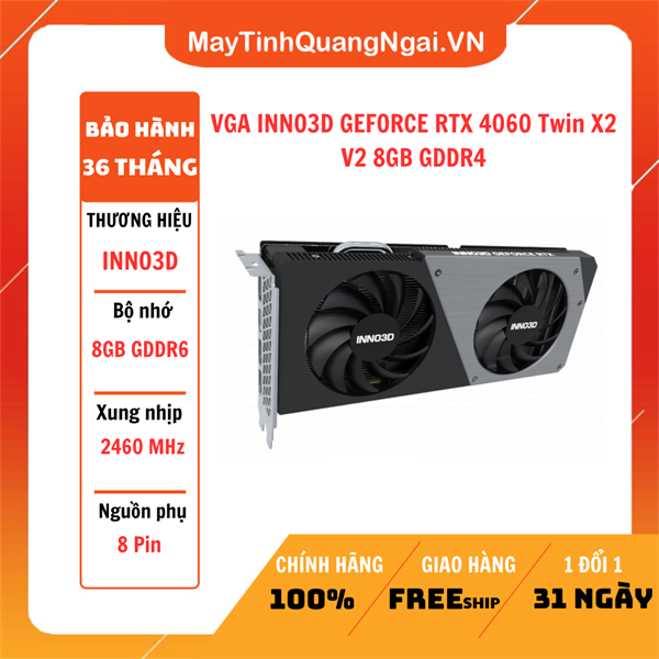 VGA INNO3D GEFORCE RTX 4060 Twin X2 V2 8GB GDDR4