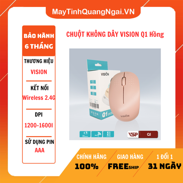 CHUỘT KHÔNG DÂY VISION Q1 Hồng