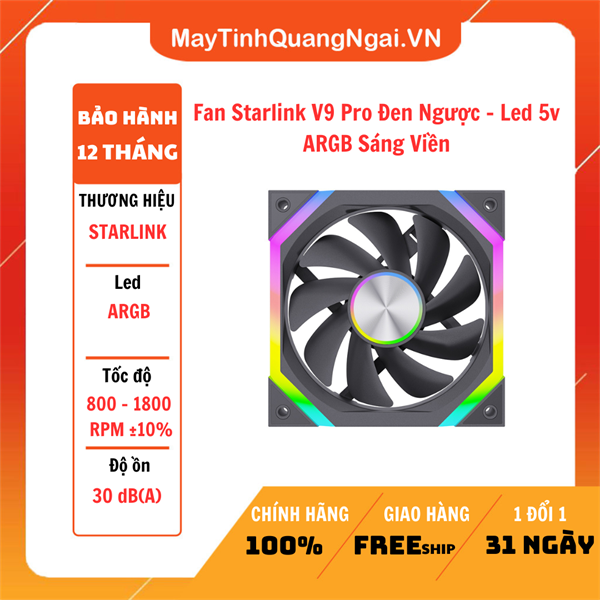 Fan Starlink V9 Pro Đen Ngược - Led 5v ARGB Sáng Viền