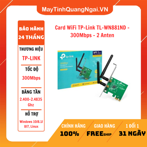 Card WiFi TP-Link TL-WN881ND - 300Mbps - 2 Anten