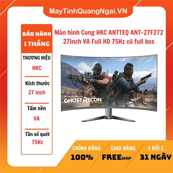 Màn hình Cong HKC ANTTEQ ANT-27F272 27inch VA Full HD 75Hz cũ full box