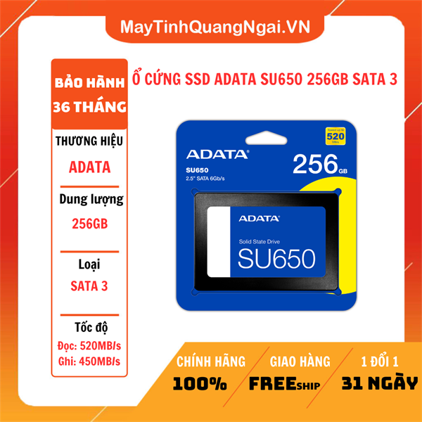 Ổ CỨNG SSD ADATA SU650 256GB SATA 3