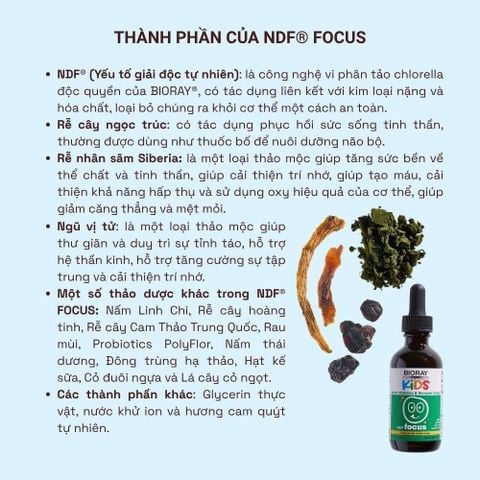  Bioray Kids Focus - Giúp bé tăng khả năng tập trung và nhận thức, bổ sung dưỡng chất cho não bộ 