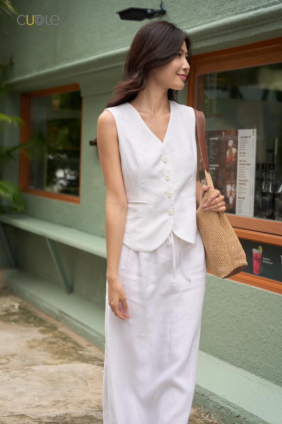 Áo Gile V-neck Pure linen