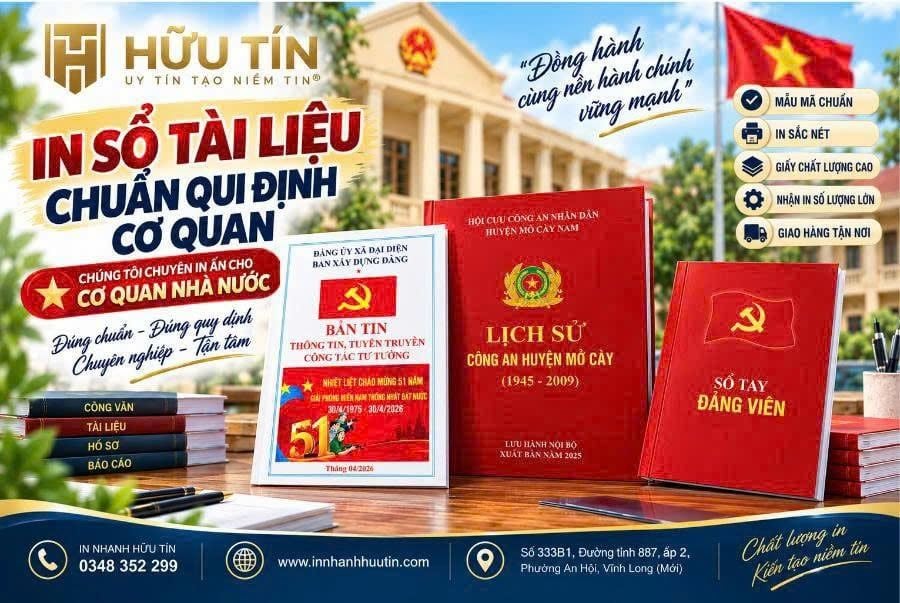  In Sổ, Tài Liệu Đa Dạng Qui Cách Chuẩn Qui Định Cơ Quan Tại Bến Tre 