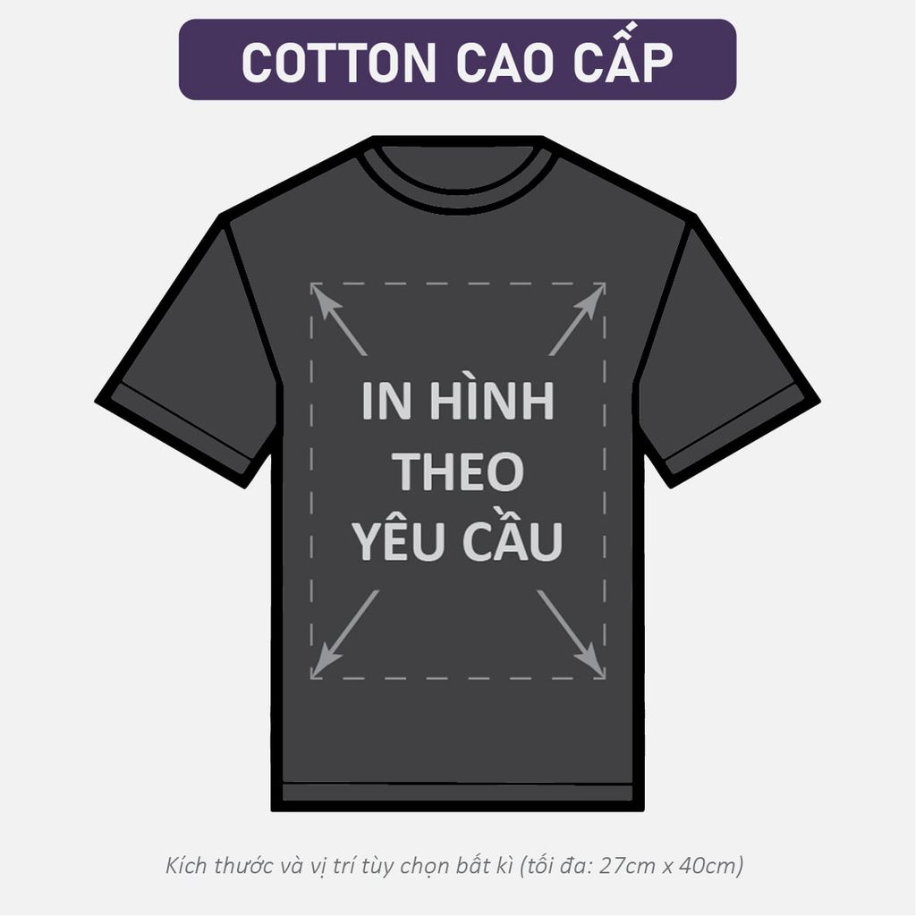 Áo Thun Nam Nữ Unisex Đen Cotton Cao Cấp 260gsm_IN THEO YÊU CẦU