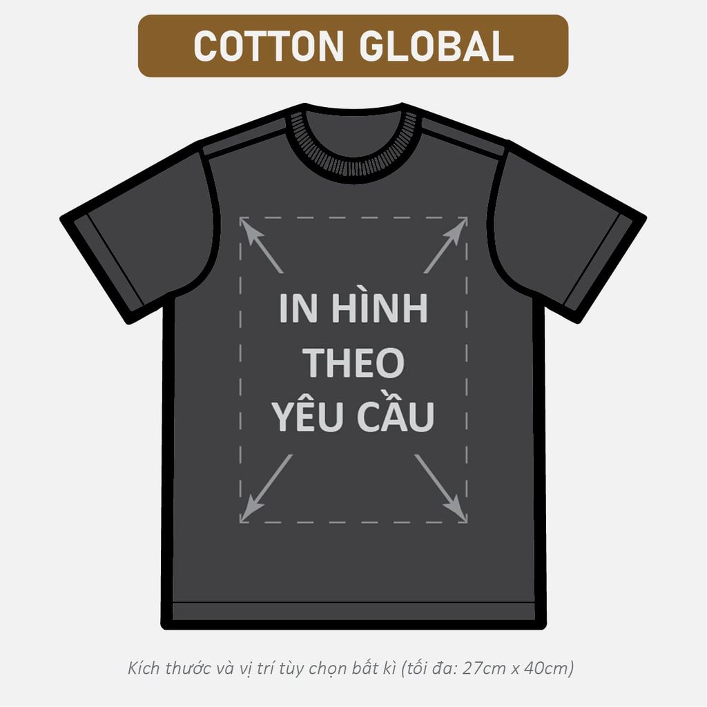 Áo Thun Nam Nữ Regular Oversized Đen Cotton Global 280gsm_IN THEO YÊU CẦU