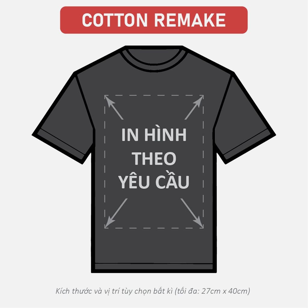 Áo Thun Nam Nữ Unisex Đen Cotton Remake 210gsm_IN THEO YÊU CẦU