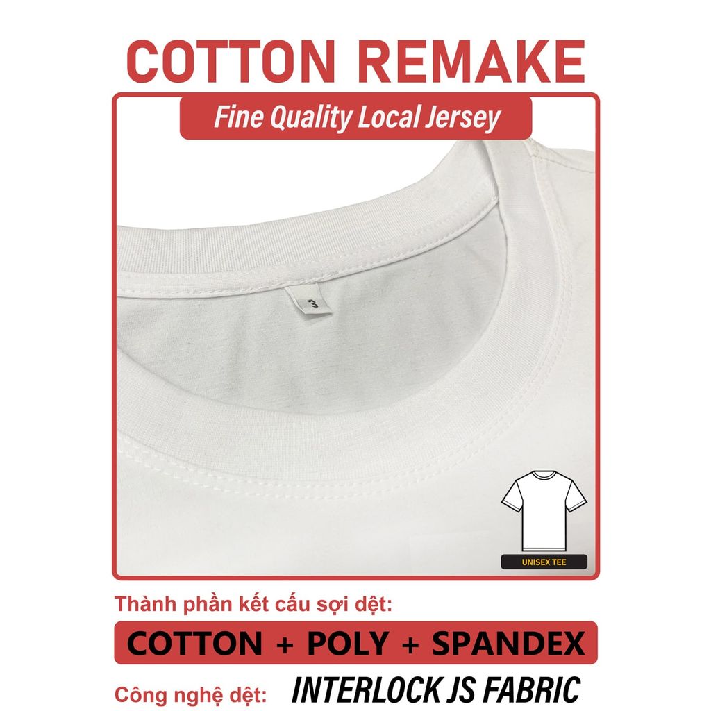 Áo Thun Nam Nữ Unisex Cotton Remake 210gsm_TRƠN