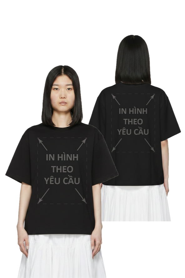 Áo Thun Nam Nữ Boxy - Fit Oversized Đen Cotton Local 235gsm_IN THEO YÊU CẦU