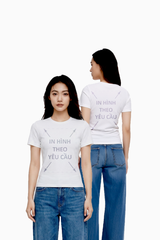 Áo Thun Nam Nữ Slim-Fit Unisex Trắng Cotton Spandex 180gsm_IN THEO YÊU CẦU