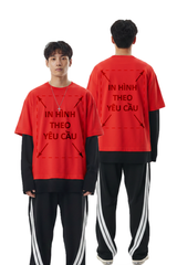 Áo Thun Nam Nữ Regular Oversized Đỏ Cotton Global 280gsm_IN THEO YÊU CẦU