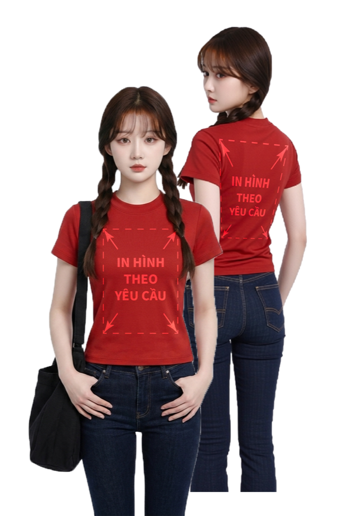 Áo Thun Nữ BABY TEE Đỏ Premium Rib Cotton 260gsm_IN THEO YÊU CẦU