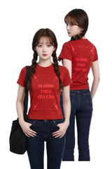Áo Thun Nữ BABY TEE Đỏ Premium Rib Cotton 260gsm_IN THEO YÊU CẦU