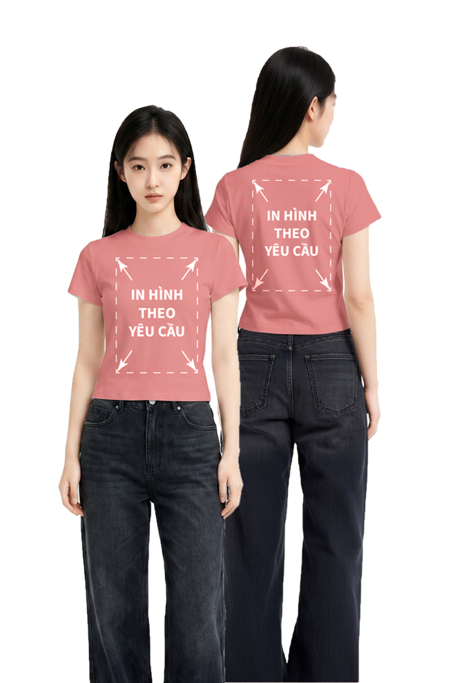Áo Thun Nữ BABY TEE Hồng Rib Cotton 230gsm_IN THEO YÊU CẦU