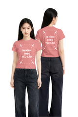 Áo Thun Nữ BABY TEE Hồng Rib Cotton 230gsm_IN THEO YÊU CẦU