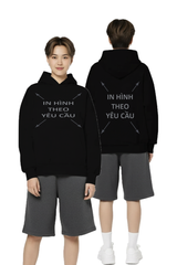 Áo Hoodie Nam Nữ Đen Oversized Boxy - Fit Plus Terry 350gsm_IN THEO YÊU CẦU
