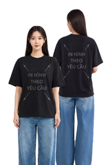 Áo Thun Nam Nữ Boxy Oversized Đen Cotton Global 280gsm_IN THEO YÊU CẦU