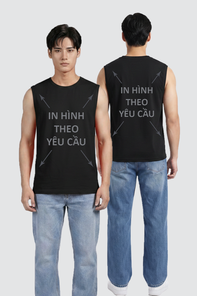 Áo Sát Nách Nam Nữ Đen Tank Top Cá Sấu Cotton 250gsm_IN THEO YÊU CẦU