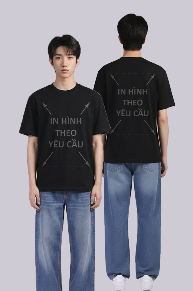 Áo Thun Nam Nữ Unisex Đen Cotton Spandex 180gsm_IN THEO YÊU CẦU