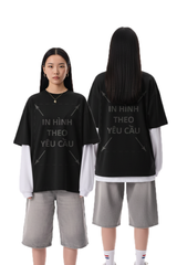Áo Thun Nam Nữ Regular Oversized Đen Cotton Global 280gsm_IN THEO YÊU CẦU