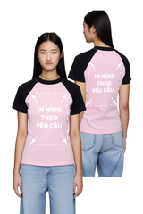 Áo Thun Raplan BABY TEE Nữ  Đen Hồng Rib Cotton Premium 260gsm_IN THEO YÊU CẦU