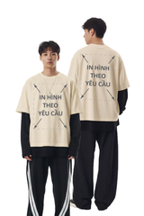 Áo Thun Nam Nữ Regular Oversized Kem Cotton Global 280gsm_IN THEO YÊU CẦU