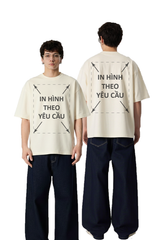 Áo Thun Nam Nữ Boxy Oversized Trắng Kem Cotton Global 280gsm_IN THEO YÊU CẦU
