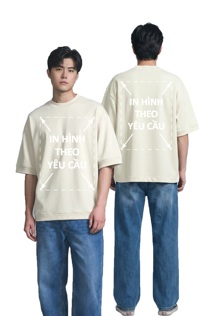 Áo Thun Nam Nữ Boxy Oversized Kem Plus Terry 350gsm_IN THEO YÊU CẦU