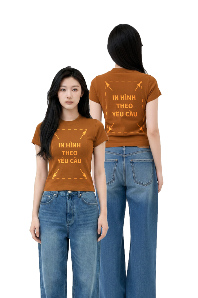 Áo Thun Nữ BABY TEE Nâu Rib Cotton 230gsm_IN THEO YÊU CẦU
