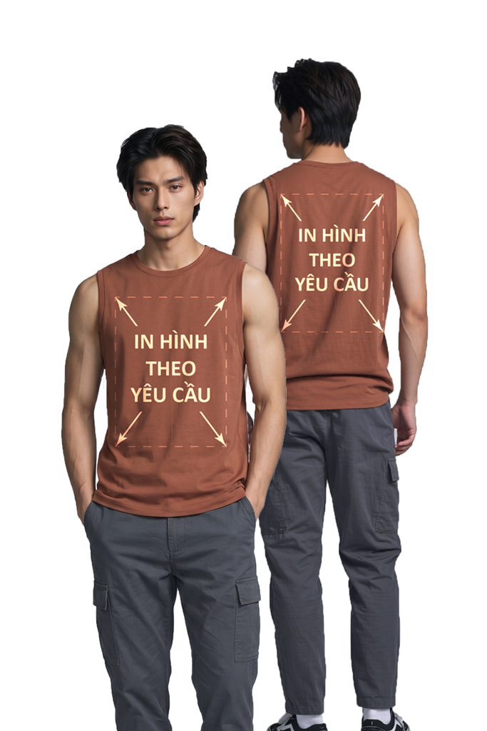 Áo Sát Nách Nam Nữ Nâu Tank Top Cotton Spandex 180gsm_IN THEO YÊU CẦU