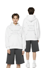 Áo Hoodie Nam Nữ Trắng Oversized Boxy - Fit Plus Terry 350gsm_IN THEO YÊU CẦU