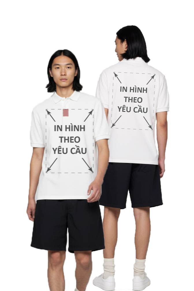 Áo POLO Nam Nữ Unisex Trắng Cá Sấu Cotton 250gsm_IN THEO YÊU CẦU