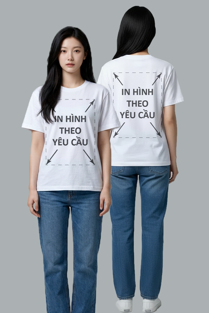 Áo Thun Nam Nữ Unisex Trắng Cotton Spandex 180gsm_IN THEO YÊU CẦU