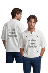 Áo POLO Tay Ngắn Nam Nữ Trắng Boxy Supersized Diamond Cotton 250gsm_IN THEO YÊU CẦU