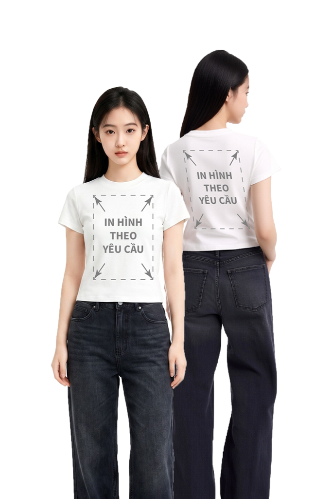 Áo Thun Nữ BABY TEE Trắng Rib Cotton 230gsm_IN THEO YÊU CẦU
