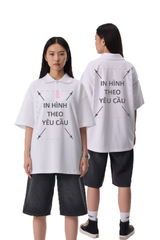 Áo POLO Nam Nữ Trắng Unisex Oversized Diamond Cotton 250gsm_IN THEO YÊU CẦU
