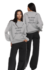 Áo Sweater Nam Nữ Xám Oversized Boxy - Fit Heavy Weight Terry 450gsm_IN THEO YÊU CẦU