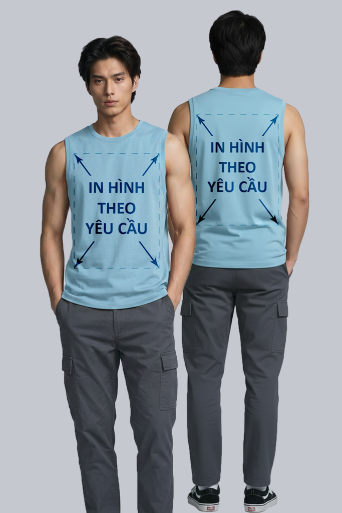 Áo Sát Nách Nam Nữ Tank Top Xanh Cotton Spandex 180gsm_IN THEO YÊU CẦU