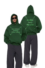 Áo Hoodie Nam Nữ Xanh Lá Oversized Boxy - Fit Super Fleece 400gsm_IN THEO YÊU CẦU
