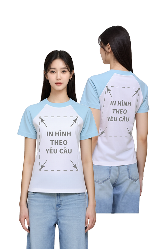 Áo Thun Raplan BABY TEE Nữ  Xanh Trắng Rib Cotton 230gsm_IN THEO YÊU CẦU