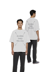 Áo Thun Nam Nữ Square Oversized Trắng Semi Cotton 220gsm_IN THEO YÊU CẦU
