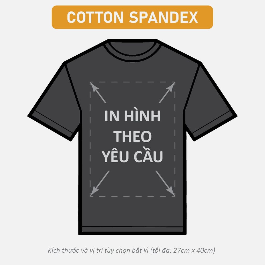 Áo Thun Nam Nữ Slim-Fit Unisex Đen Cotton Spandex 180gsm_IN THEO YÊU CẦU