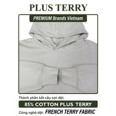 Áo Hoodie Nam Nữ Oversized Boxy - Fit Plus Terry 350gsm_TRƠN