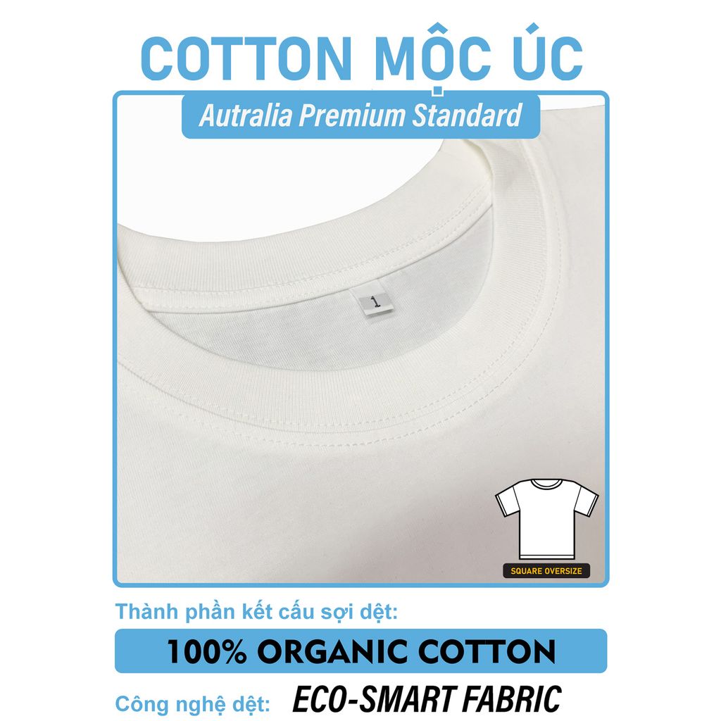 Áo Thun Nam Nữ Square Oversized Cotton Mộc Úc 230gsm_TRƠN