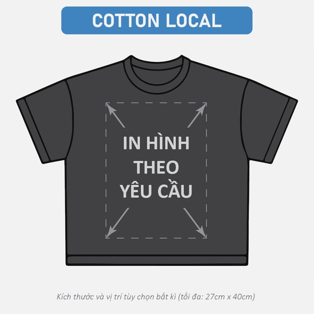 Áo Thun Nam Nữ Boxy - Fit Oversized Đen Cotton Local 235gsm_IN THEO YÊU CẦU