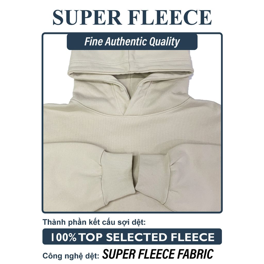 Áo Hoodie Nam Nữ Oversized Boxy - Fit  Super Fleece 400gsm_TRƠN