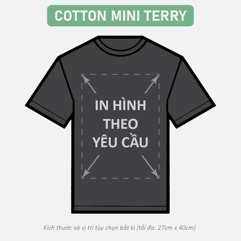 Áo Thun Nam Nữ Unisex Đen Mini Terry 310gsm_IN THEO YÊU CẦU